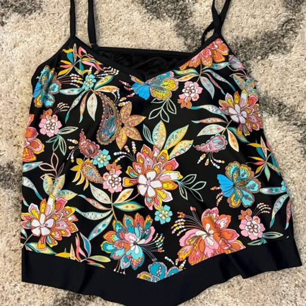 EUC Maxine if Hollywood Plus Size Swim Top Tankini Top - Sz 24W